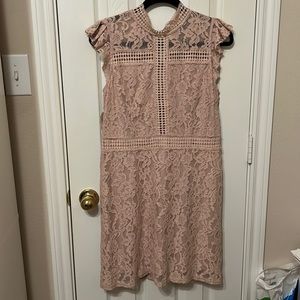 Light pink lace overlay dress. Size L. Never worn with tags